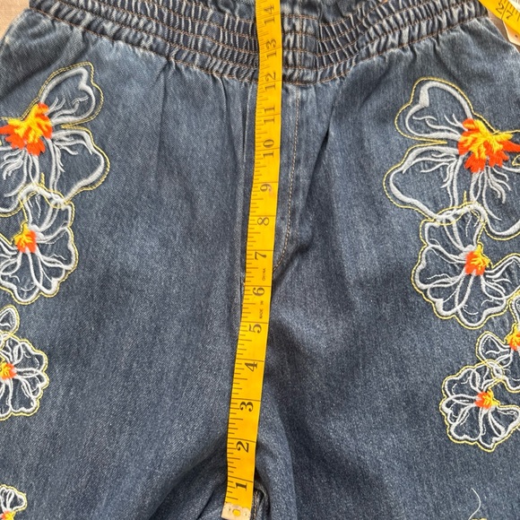 DRIFTWOOD Blue Floral Embroidered Wide Leg Jeans - Picture 11 of 13